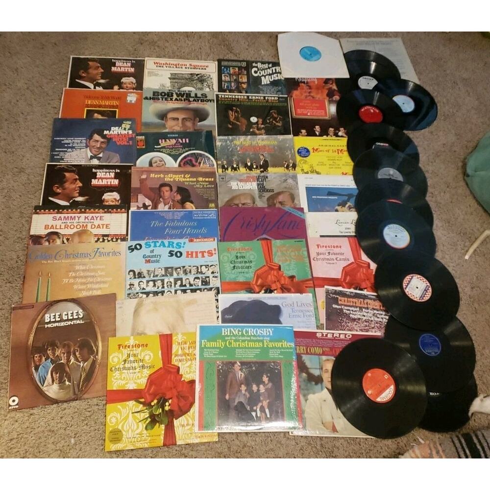 Lot Of 44 50’s 60’s 70’s Vinyl LP Records Rough Shape One Beetles Album AS IS
